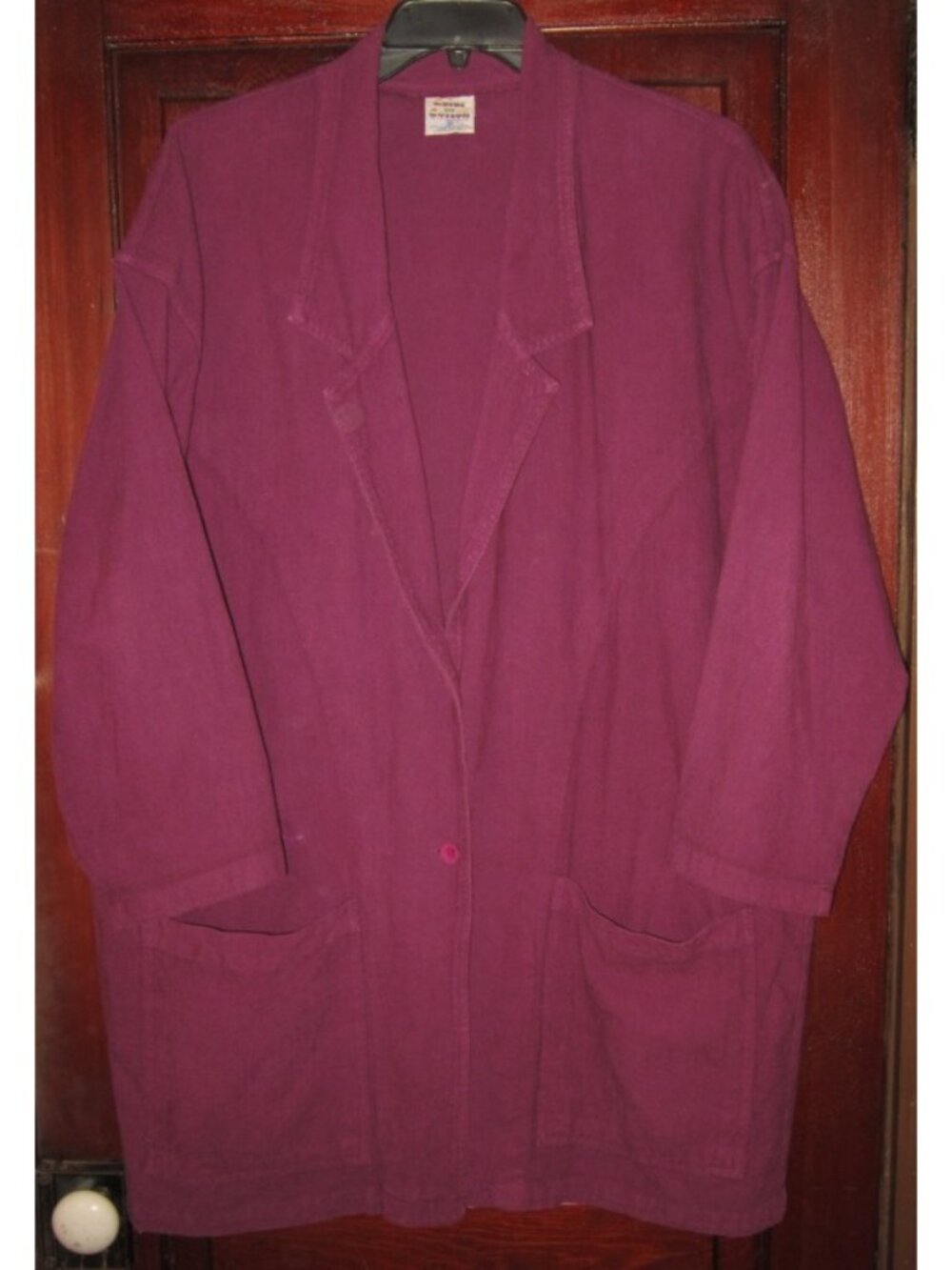 Color Me Cotton LA Drawstrings VTG S Oversized Chore Coat Jacket Textured Pocket